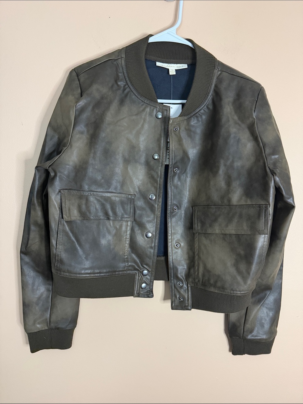 Madden Girl Dark Brown Leather Bomber Jacket